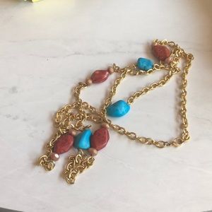 Red and blue stone necklace